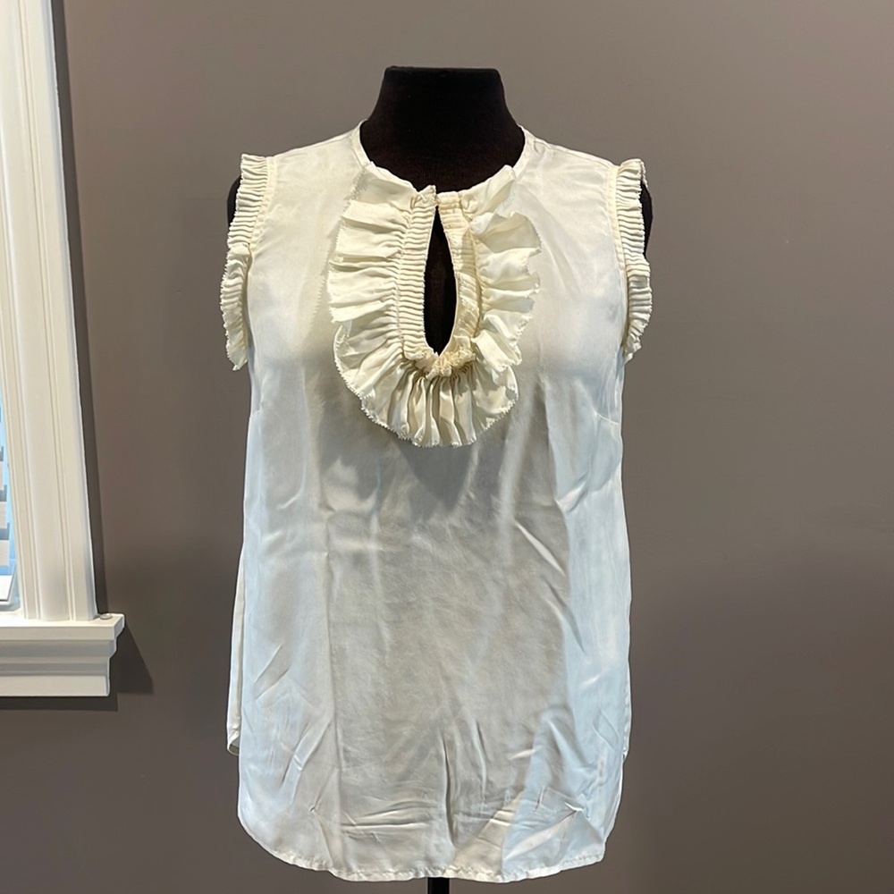 J.CREW - Margot Silk ruffle sleeveless top in ivory color